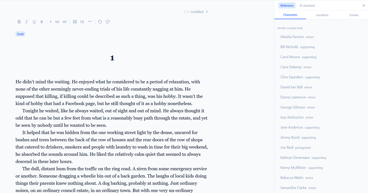Reference panel alongside editor