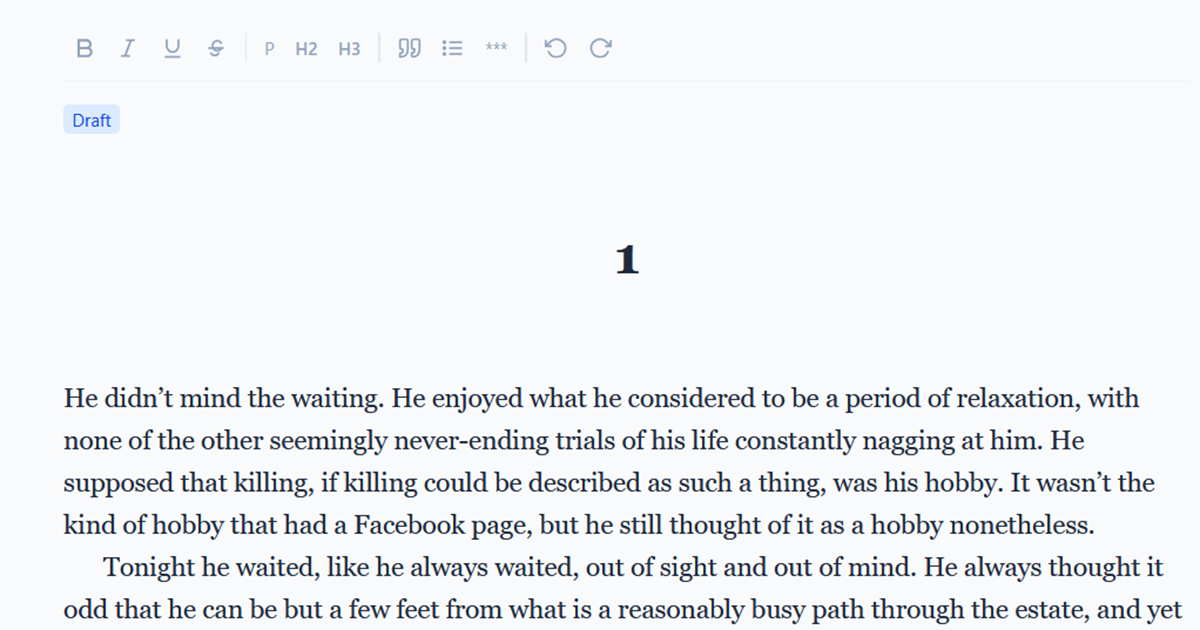 Scene editor with novel formatting
